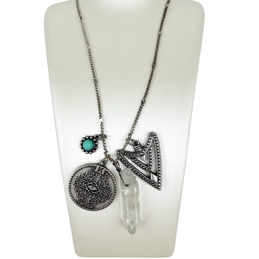 American Eagle Outfitters Silver Southwestern Boho Multi Charm Necklace